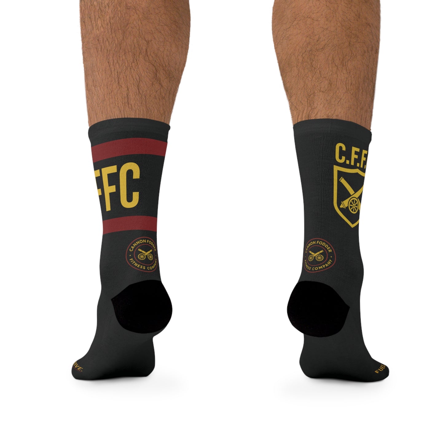 C.F.F.C. Athletic Crew Socks — Black Recycled Poly Performance Socks