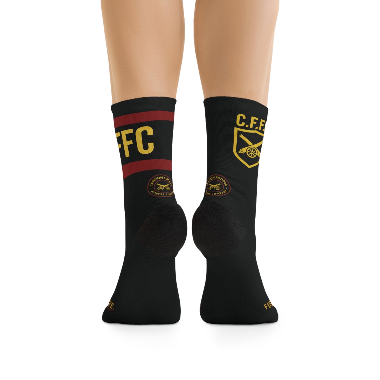 C.F.F.C. Athletic Crew Socks — Black Recycled Poly Performance Socks