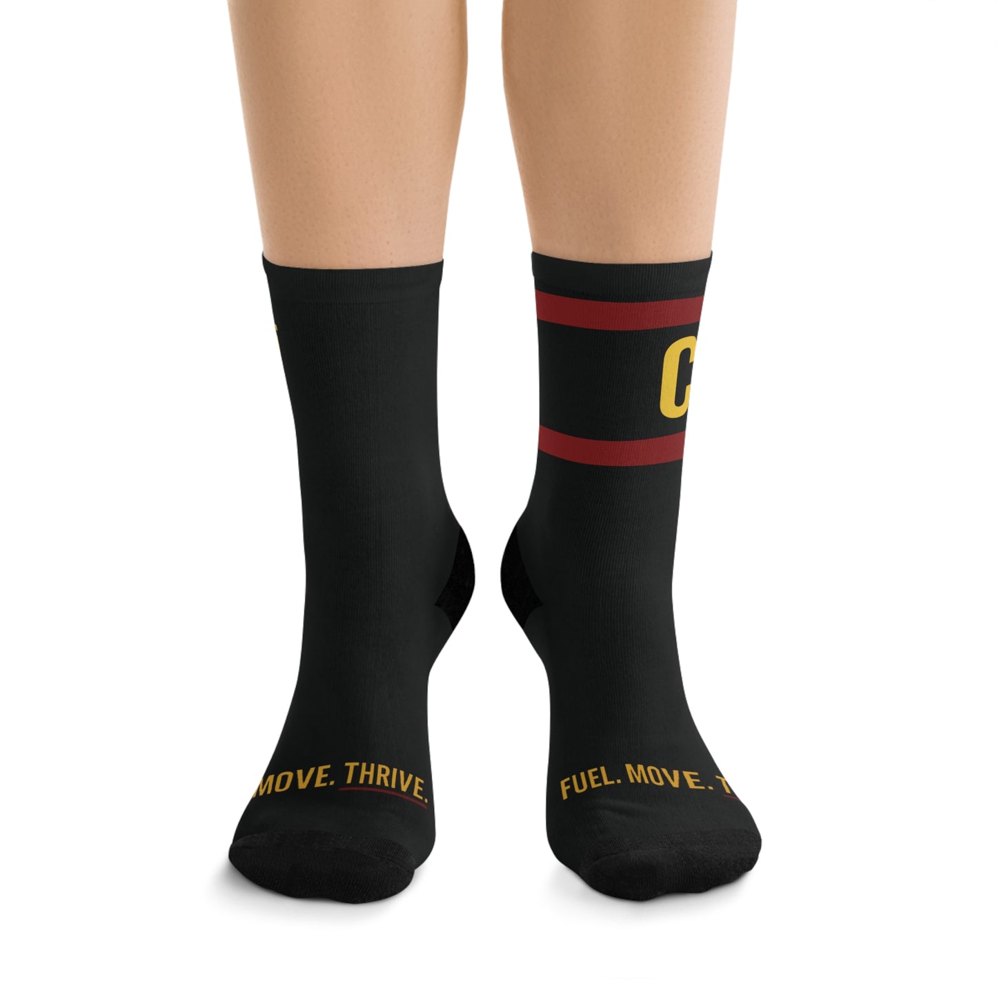 C.F.F.C. Athletic Crew Socks — Black Recycled Poly Performance Socks