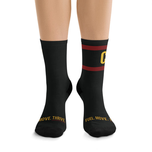 C.F.F.C. Athletic Crew Socks — Black Recycled Poly Performance Socks