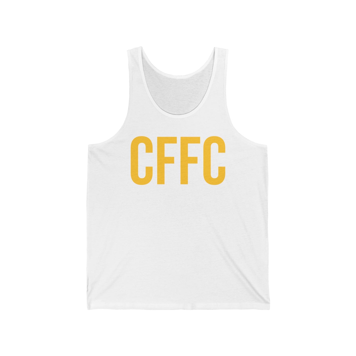 CFFC / VIENS Motivational Tank Top – Gold Athletic Graphic Tank for Fitness & Activewear